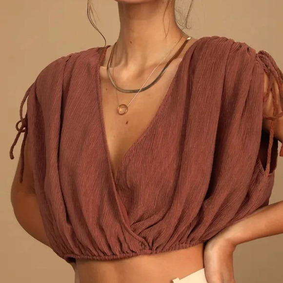 Lulus Fall Crop Top Western Rodeo Casual Transition Rust Brown Festival Boho XS - Picture 10 of 12